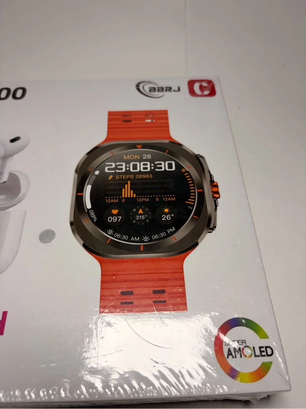 NEO 100 Bluetooth Earphone & Smartwatch Set - White & Orange